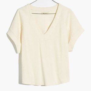 Madewell Ottoman Jacquard V-Neck Boxy Top in Ivory
